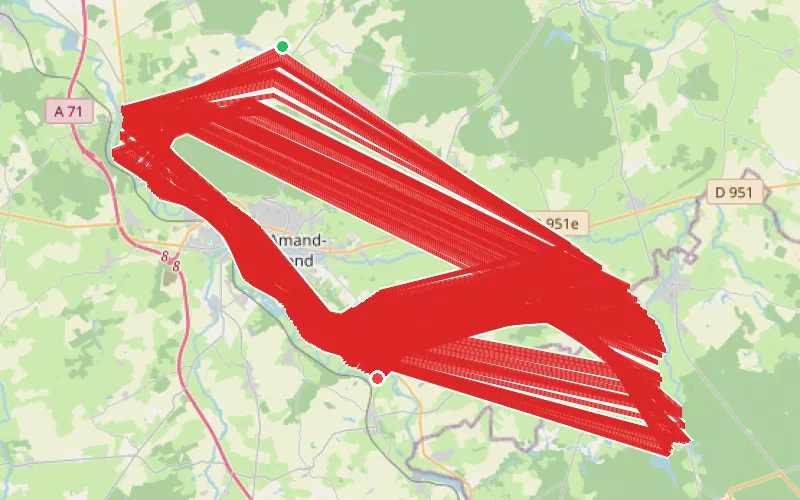 Tracé du parcours Chemin de Meillant à Tronçais