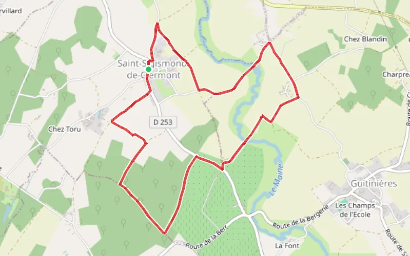 Tracé du parcours Boucle par le Moulin de la Rochette depuis Saint-Sigismond-de-Clermont