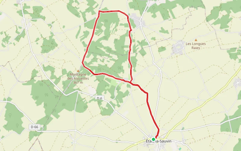 Tracé du parcours La Montagne des Alouettes depuis Etais-la-Sauvin