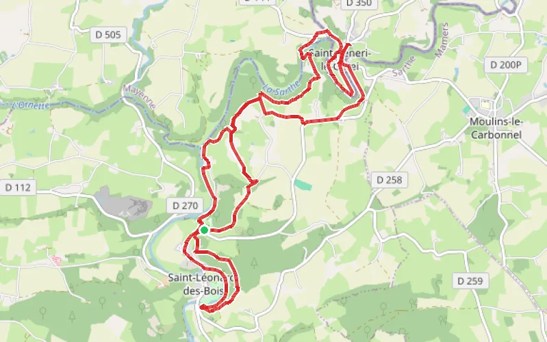 Tracé du parcours Boucle de Saint-Léonard-des-Bois à Saint-Céneri-le-Gérei