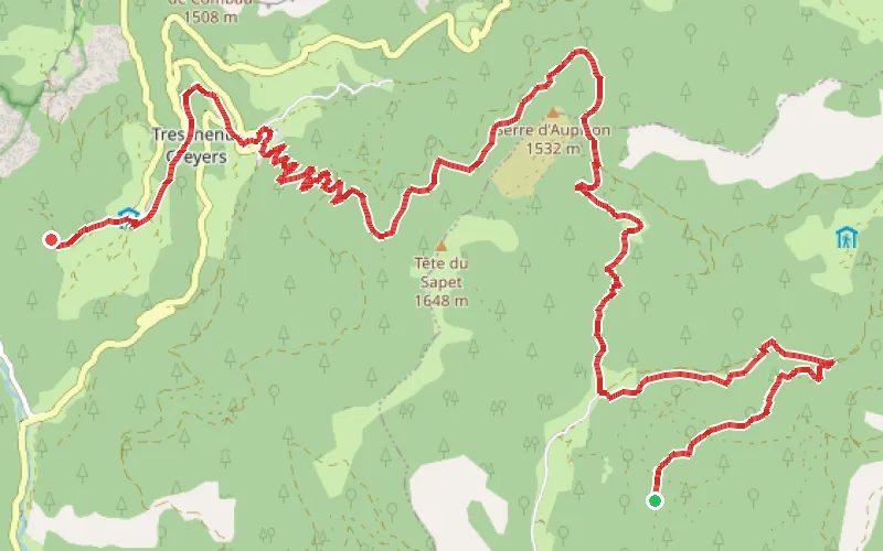 Tracé du parcours Glandage - Bénevise