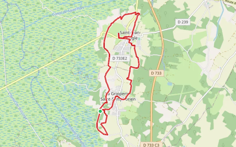 Tracé du parcours Bocage et marais de l'ancien Golfe des Santons