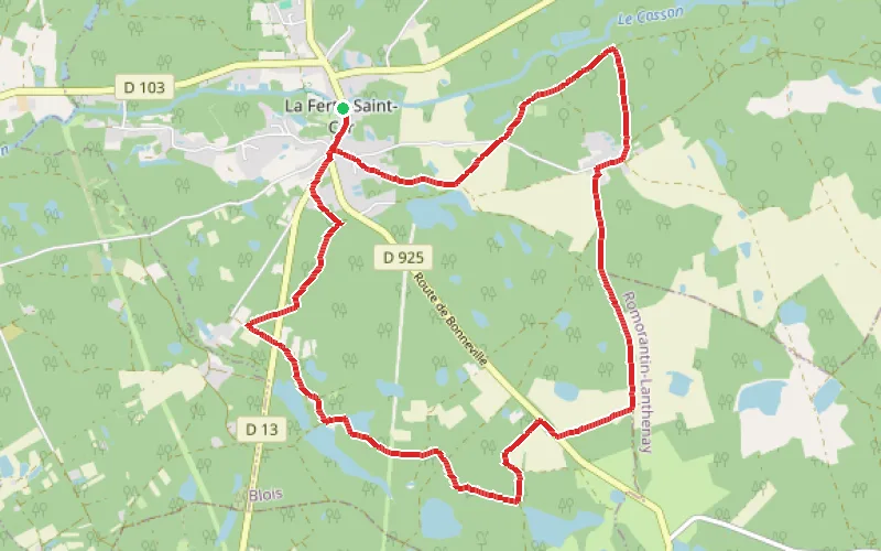 Tracé du parcours Entre forêts et étangs autour de la Ferté-Saint-Cyr