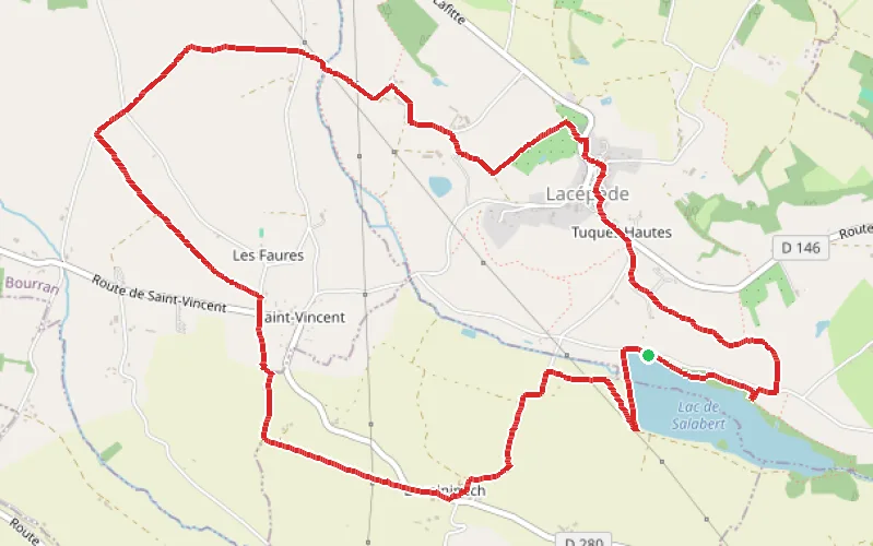 Tracé du parcours Lac de Salabert et village de Lacapède
