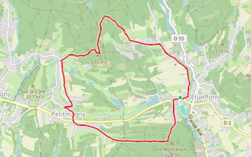 Tracé du parcours Les Terres Rouges Petitmagny - Étueffont