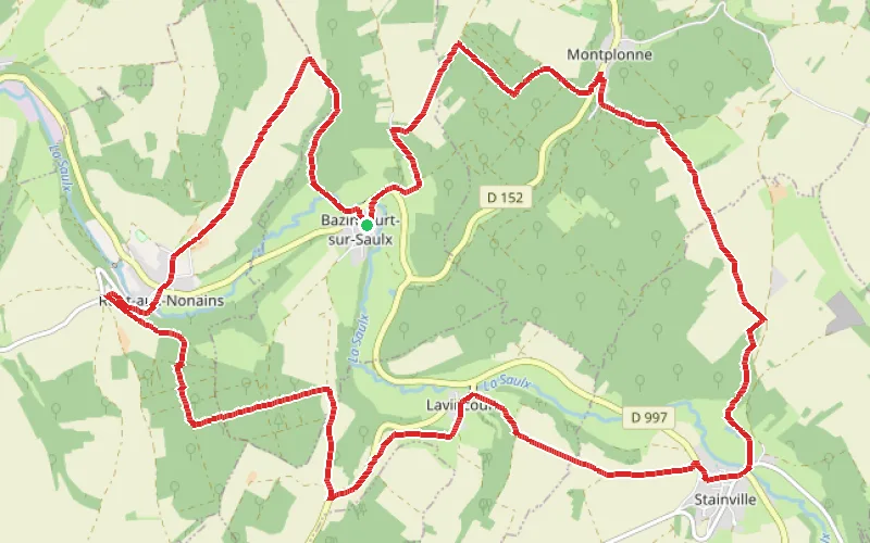 Tracé du parcours Boucle des Côtes depuis Bazincourt-sur-Saulx