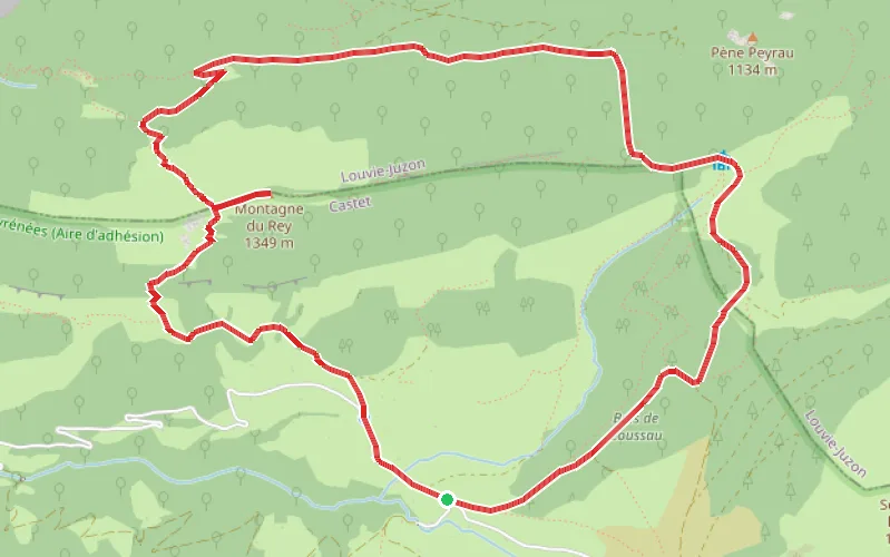 Tracé du parcours Tour de la montagne du Rey depuis Castet