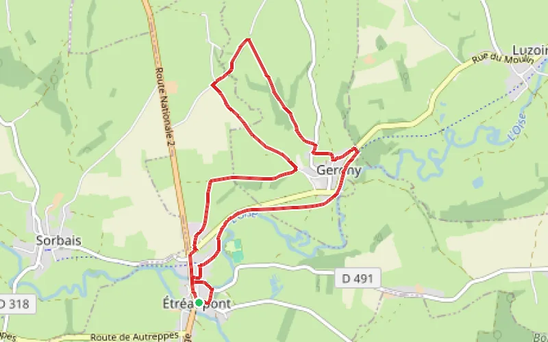 Tracé du parcours La vallée de la Librette au départ d'Étréaupont