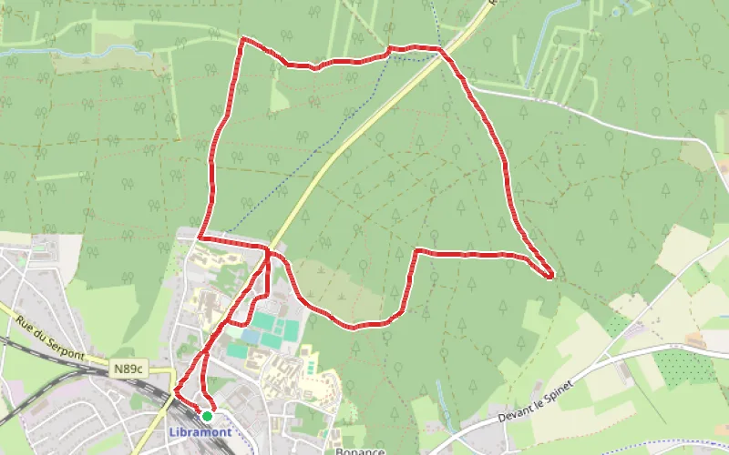 Tracé du parcours Une boucle depuis la gare de Libramont