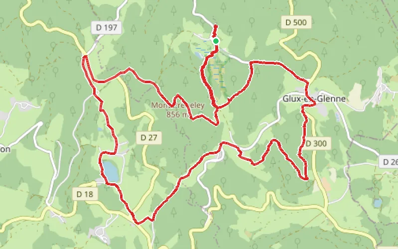 Tracé du parcours Le Mont Preneley en boucle entre Glux-en-Glenne et Rangère