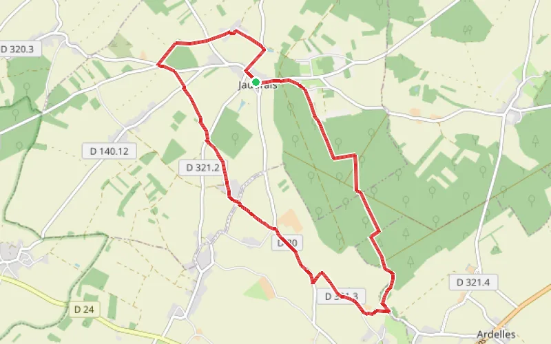 Tracé du parcours Boucle de Jaudrais par la Grande Vallée