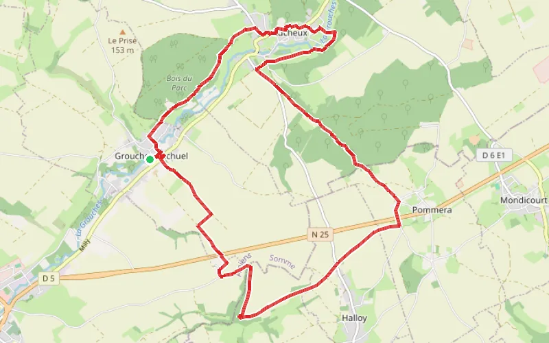 Tracé du parcours Circuit Sud de Lucheux : la Cavée