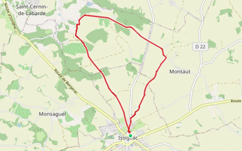 Tracé du parcours Boucle du Poujol depuis Issigeac