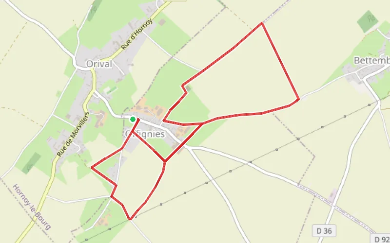 Tracé du parcours Chemin des Tours de Haies d'Offignies