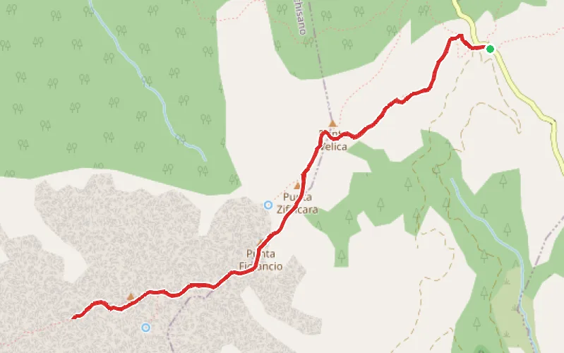 Tracé du parcours La Punta di a Junca par le Monte San Petru