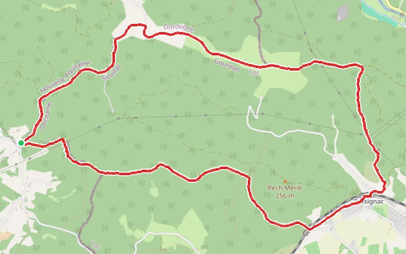 Tracé du parcours Boucle entre Millac et Souillac