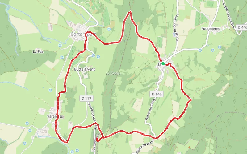 Tracé du parcours Boucle entre Blanot et Cortambert