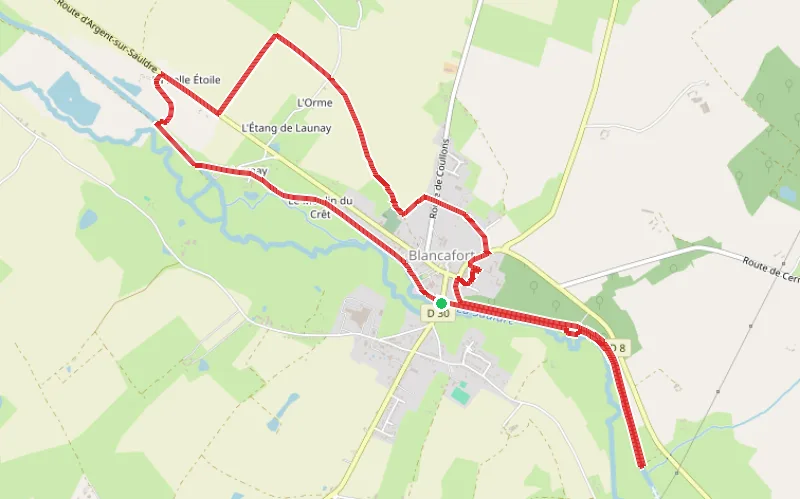 Tracé du parcours Le Canal de la Sauldre à Blancafort : Circuit Bleu avec variante