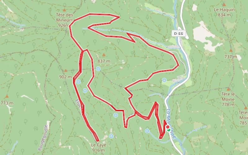 Tracé du parcours Au sommet du Fayé