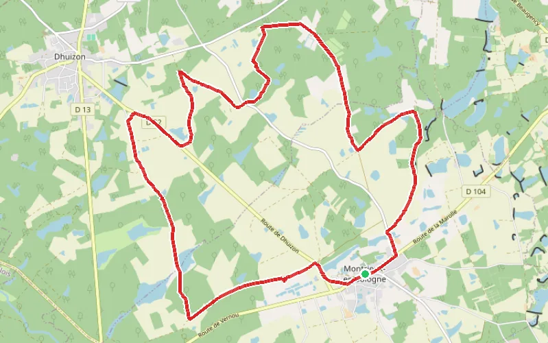Tracé du parcours En passant par le Mesnil depuis Montrieux-en-Sologne