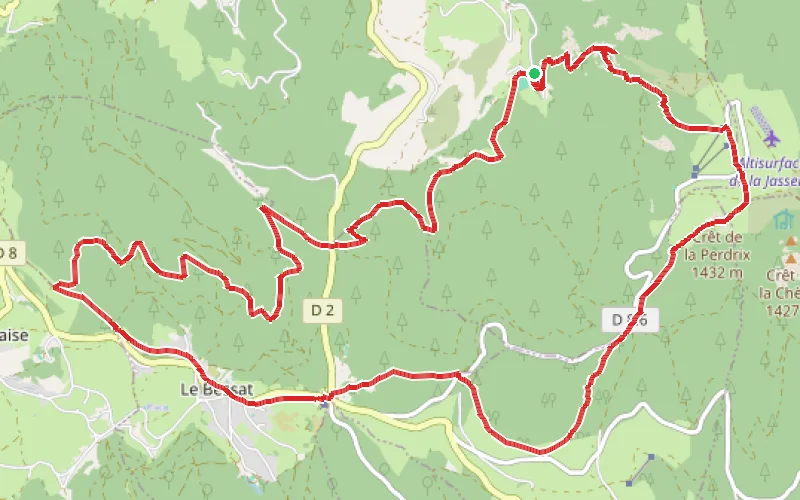 Tracé du parcours Boucle du Saut du Gier, du Crêt de la Perdrix et du Toile