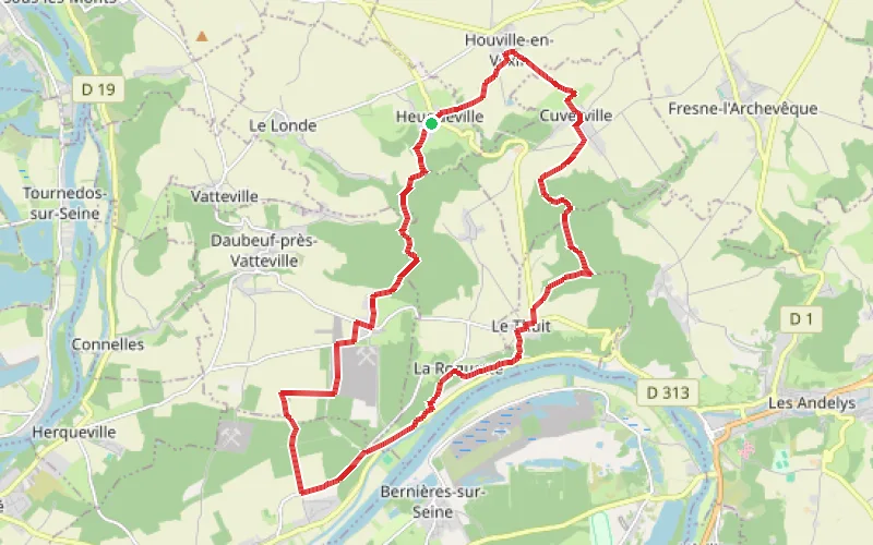 Tracé du parcours Vexin et falaises de la Seine