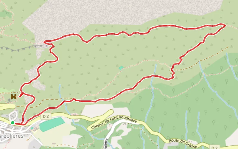 Tracé du parcours Les Hautes-Gréolières via la Font d'Antony
