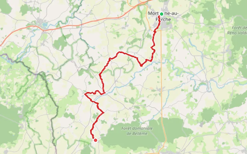 Tracé du parcours De Mortagne-au-Perche à La Perrière