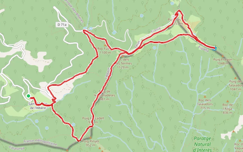 Tracé du parcours Le Puig Neulós depuis Sant Martí de l’Albère