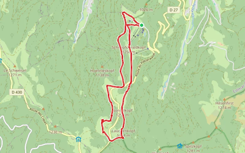 Tracé du parcours Schnepfenriedkopf, Nonselkopf et Lauchenkopf