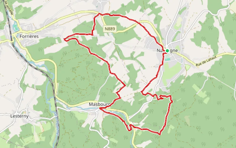 Tracé du parcours De Nassogne à Masbourg et Ambly