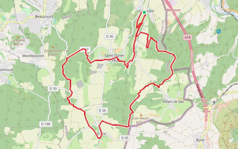 Tracé du parcours Autour de Saint-Dizier-l'Evêque