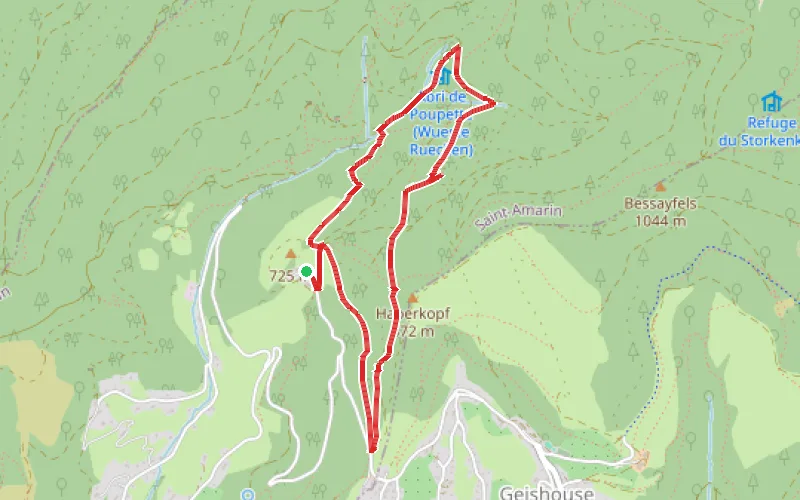 Tracé du parcours Une boucle au départ du Merhbachel vers la Chapelle Saint-Nicolas