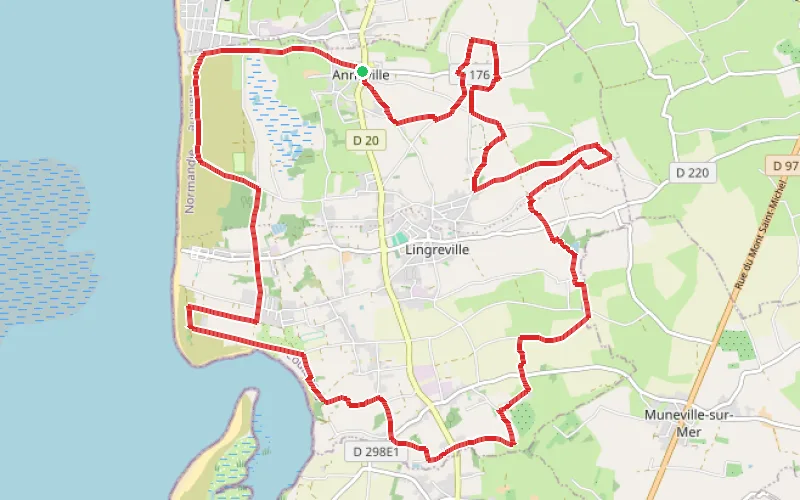 Tracé du parcours D'Annoville au Havre de la Vanlée
