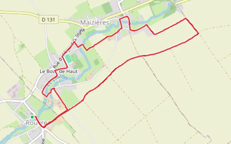 Tracé du parcours Vallée du Laizon à Rouvres
