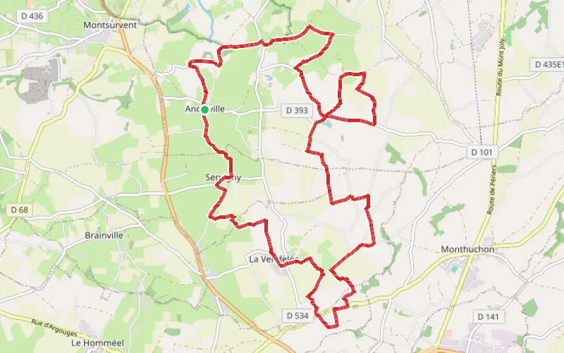 Tracé du parcours Circuit Boucles autour de l'Ay à partir d'Ancteville