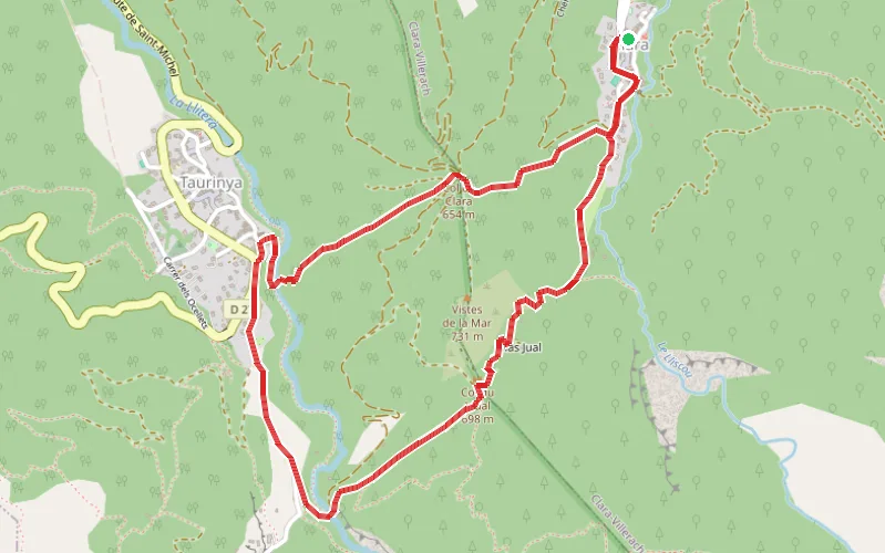 Tracé du parcours Entre Clara et Taurinya