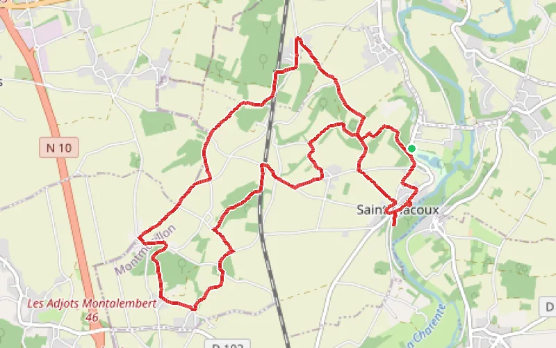 Tracé du parcours Le circuit des puits à Saint-Macoux