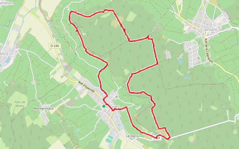 Tracé du parcours Nord de la montagne d'Avize