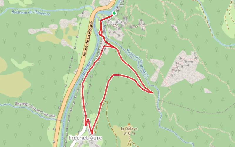 Tracé du parcours Sur les hauteurs de la Neste d'Aure au départ de Camous