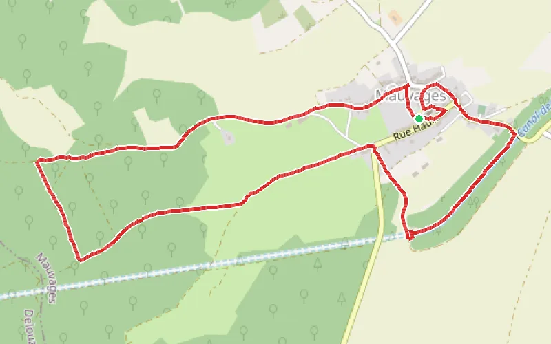 Tracé du parcours Du canal aux éoliennes par fontaines et lavoirs depuis Mauvages