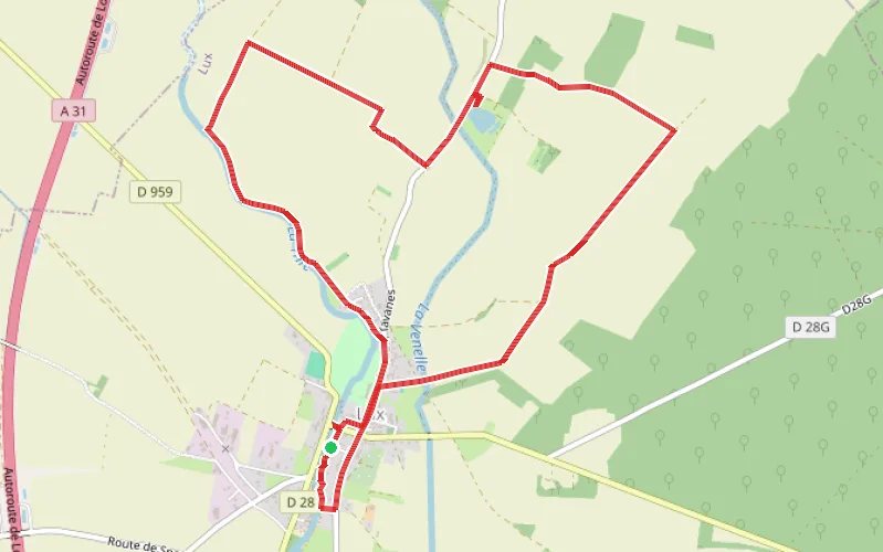Tracé du parcours Bords de Tille et Perte de la Venelle à Lux