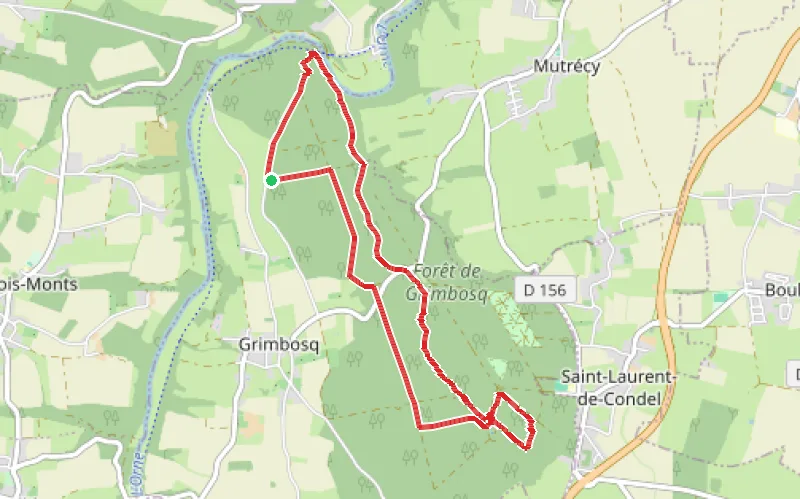 Tracé du parcours Forêt de Grimbosq à partir du parking Sainte-Anne