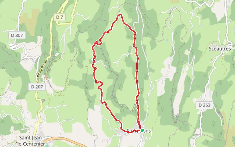 Tracé du parcours Roche Chérie à Saint-Pons