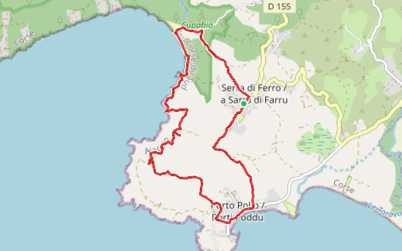 Tracé du parcours Plage de Cupabia et Tour de Capanella