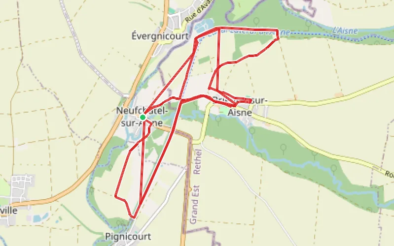 Tracé du parcours Boucle entre Neufchâtel-sur-Aisne et Brienne-sur-Aisne