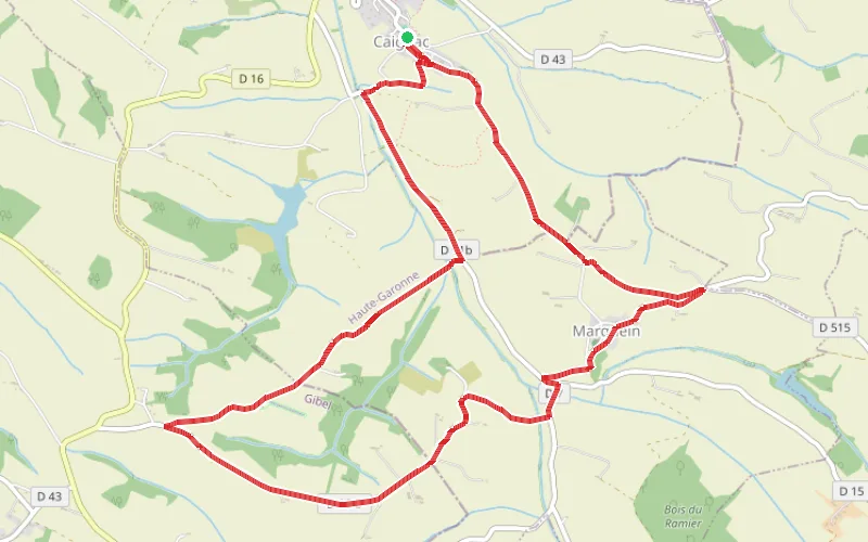 Tracé du parcours Boucle de Caignac à Marquein