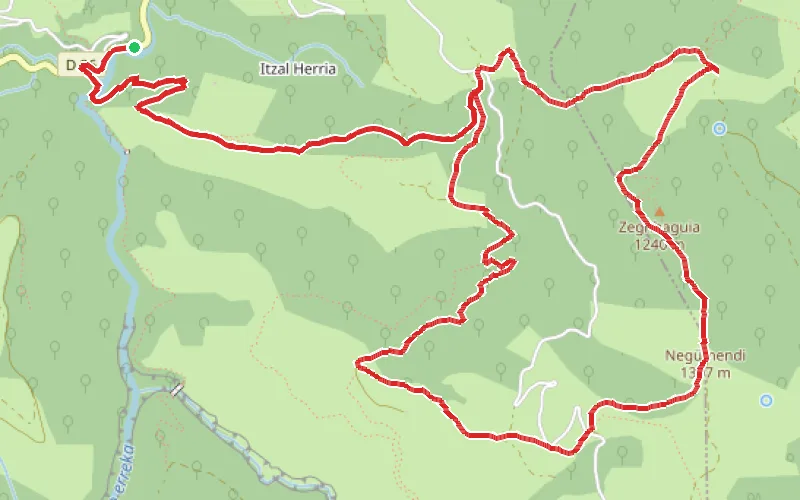 Tracé du parcours Le Negumendi au départ de Larrau