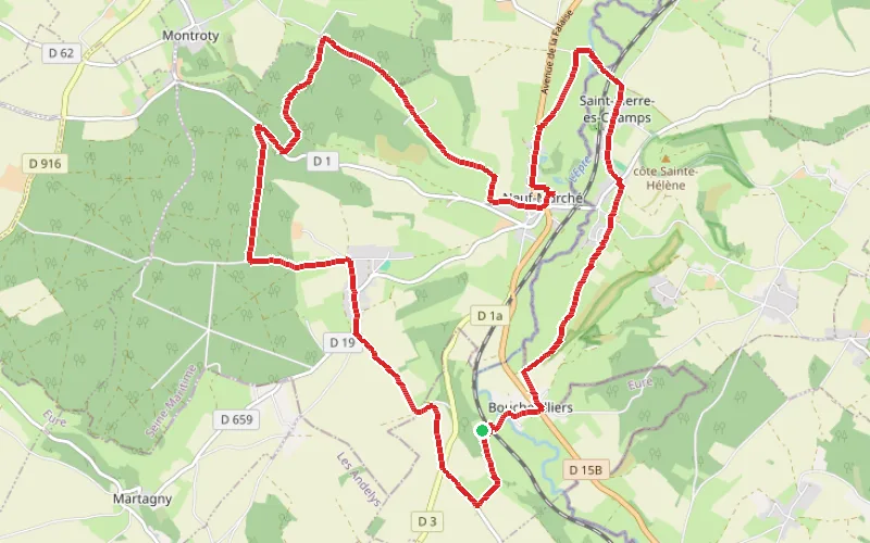 Tracé du parcours Une boucle à cheval sur 3 départements