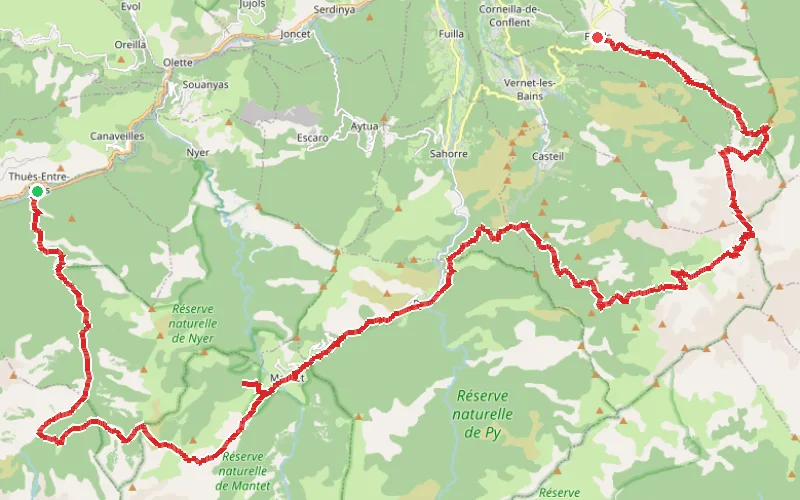 Tracé du parcours Circuit Thués-Entre-Valls - Fillols